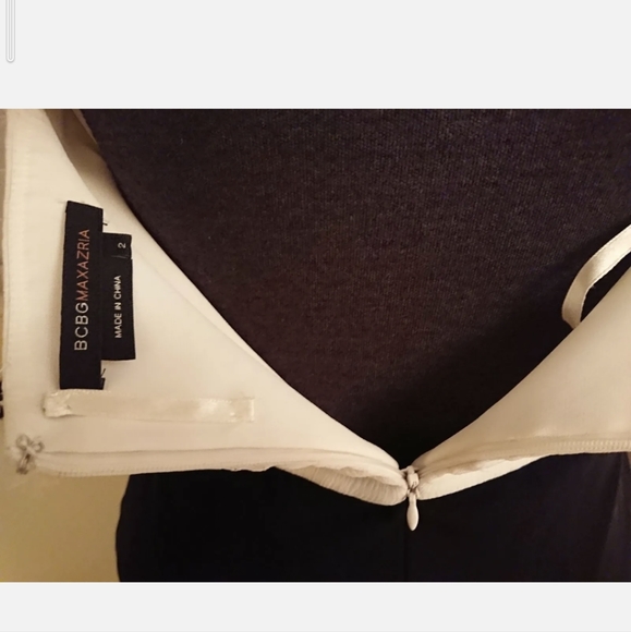 Old Money Black & White BCBG MaxAzria Halter Cocktail Dress w Pockets XS 2 Ivory - Picture 3 of 7